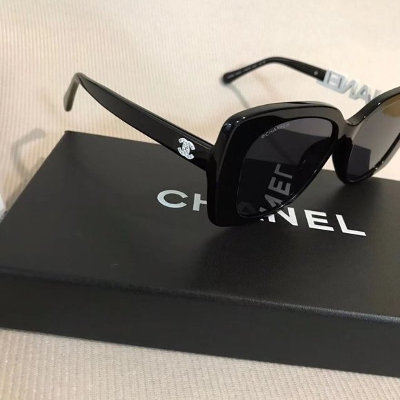 Chanel black oval sunglasses main image 4